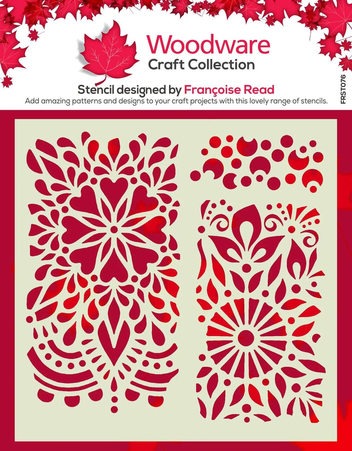 Woodware Floral Panels 6 In X 6 In Stencil 1