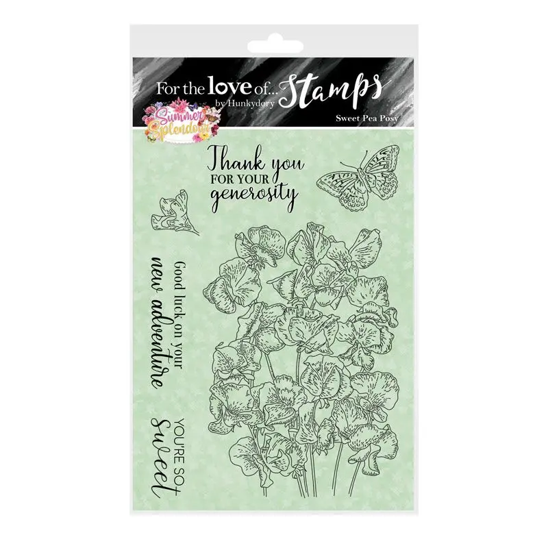 For The Love Of Stamps - Sweet Pea Posy A6 Stamp Set 1
