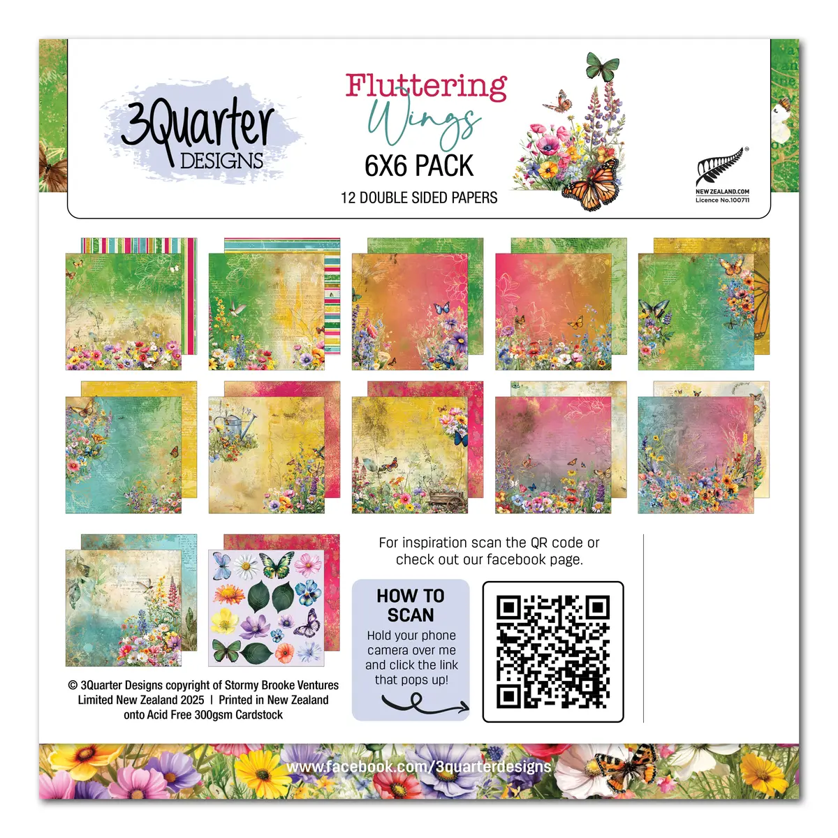 3Quarter Designs Fluttering Wings 6X6 Paper Pack 1