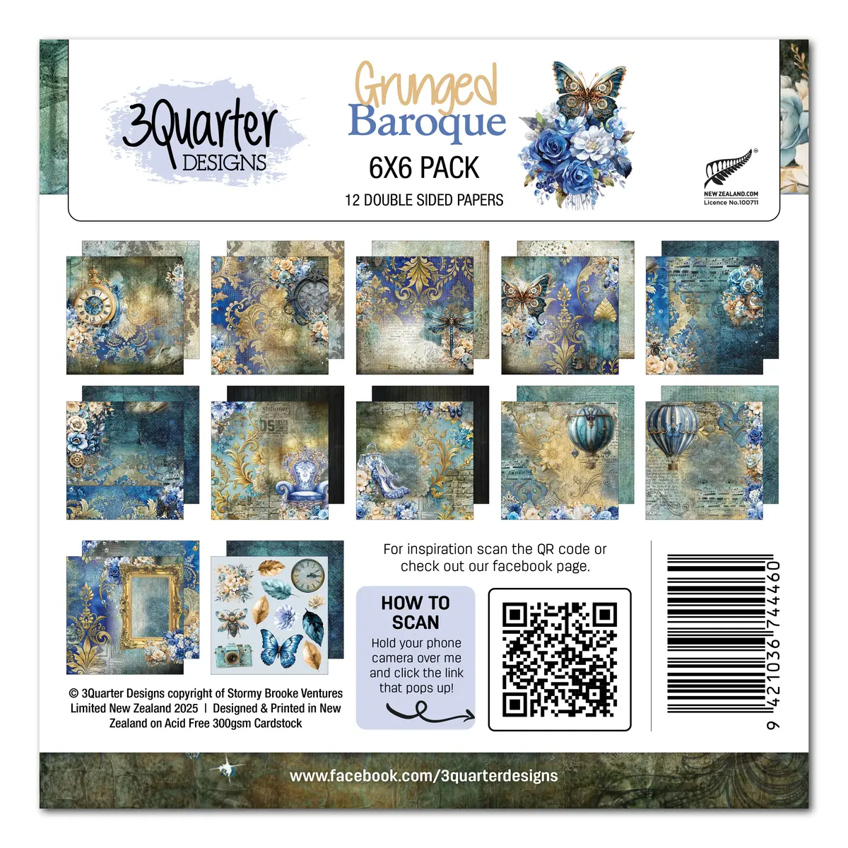 3Quarter Designs Grunged Baroque 6X6 Paper Pack 1