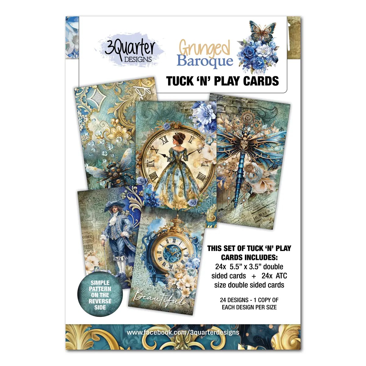 3Quarter Designs Grunged Baroque - Tuck N Play Cards 1