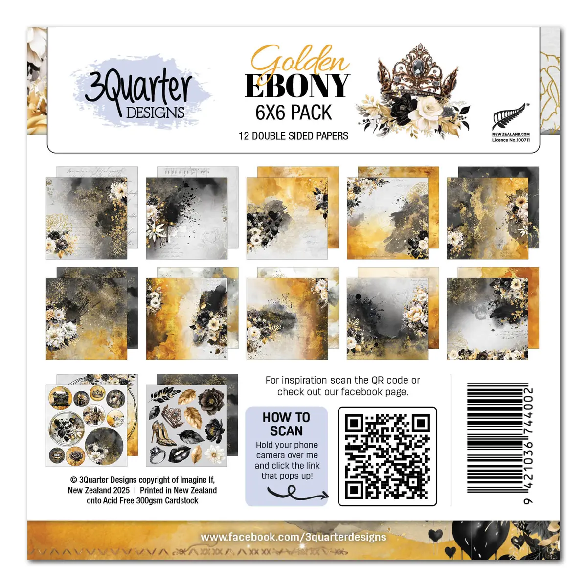 3Quarter Designs Golden Ebony 6X6 Paper Pack 1
