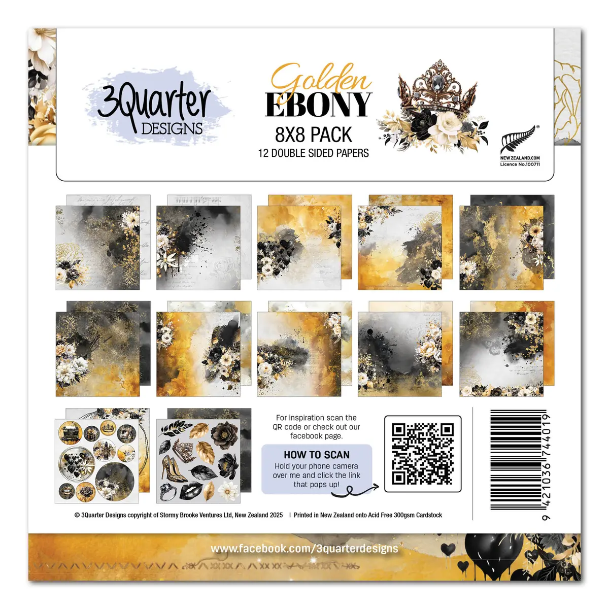 3Quarter Designs Golden Ebony 8X8 Paper Pack 1