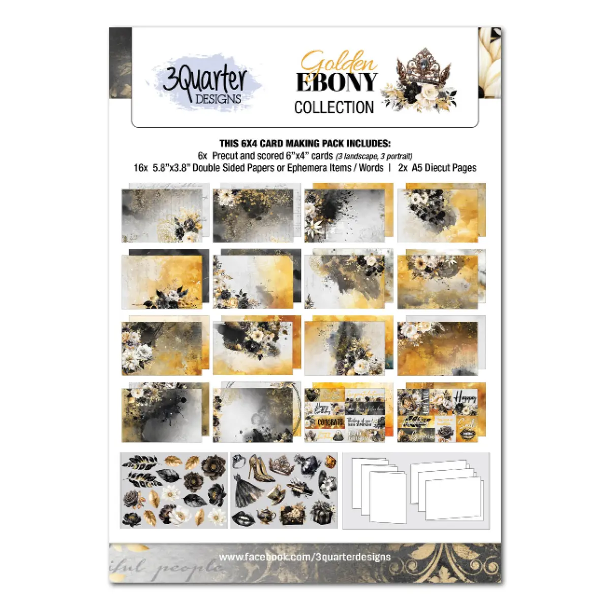 3Quarter Designs Golden Ebony 6X4 Card Pack 1