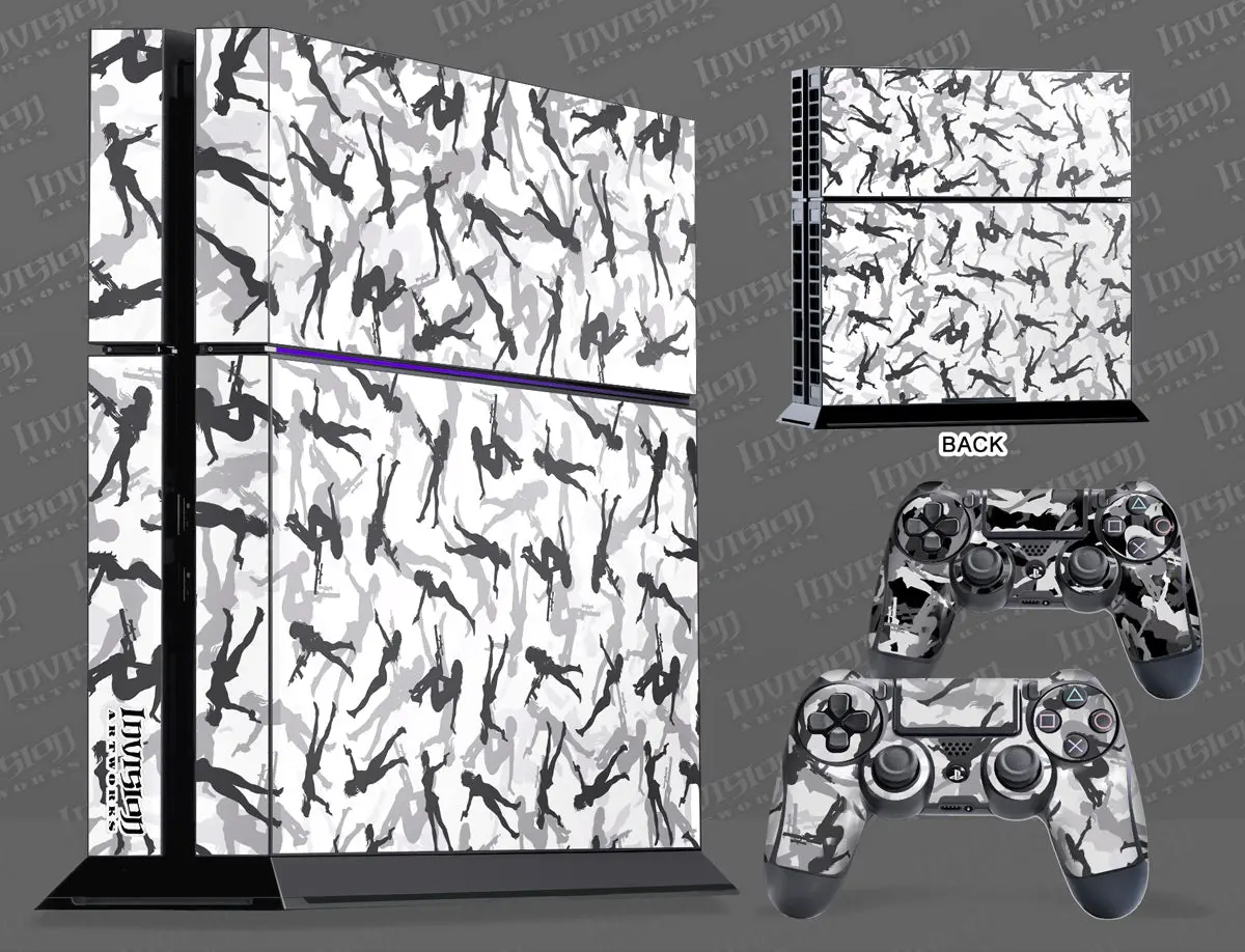 Sony Playstation 4 Graphics - Console Skin With 2 Controller Skins - Gun Girl Camo 1