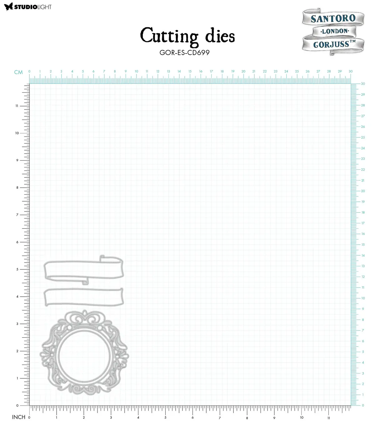 San Cutting Dies Scroll & Embellished Frame Gorjuss Essentials 82X129x2mm 4 Pc Nr.699 2