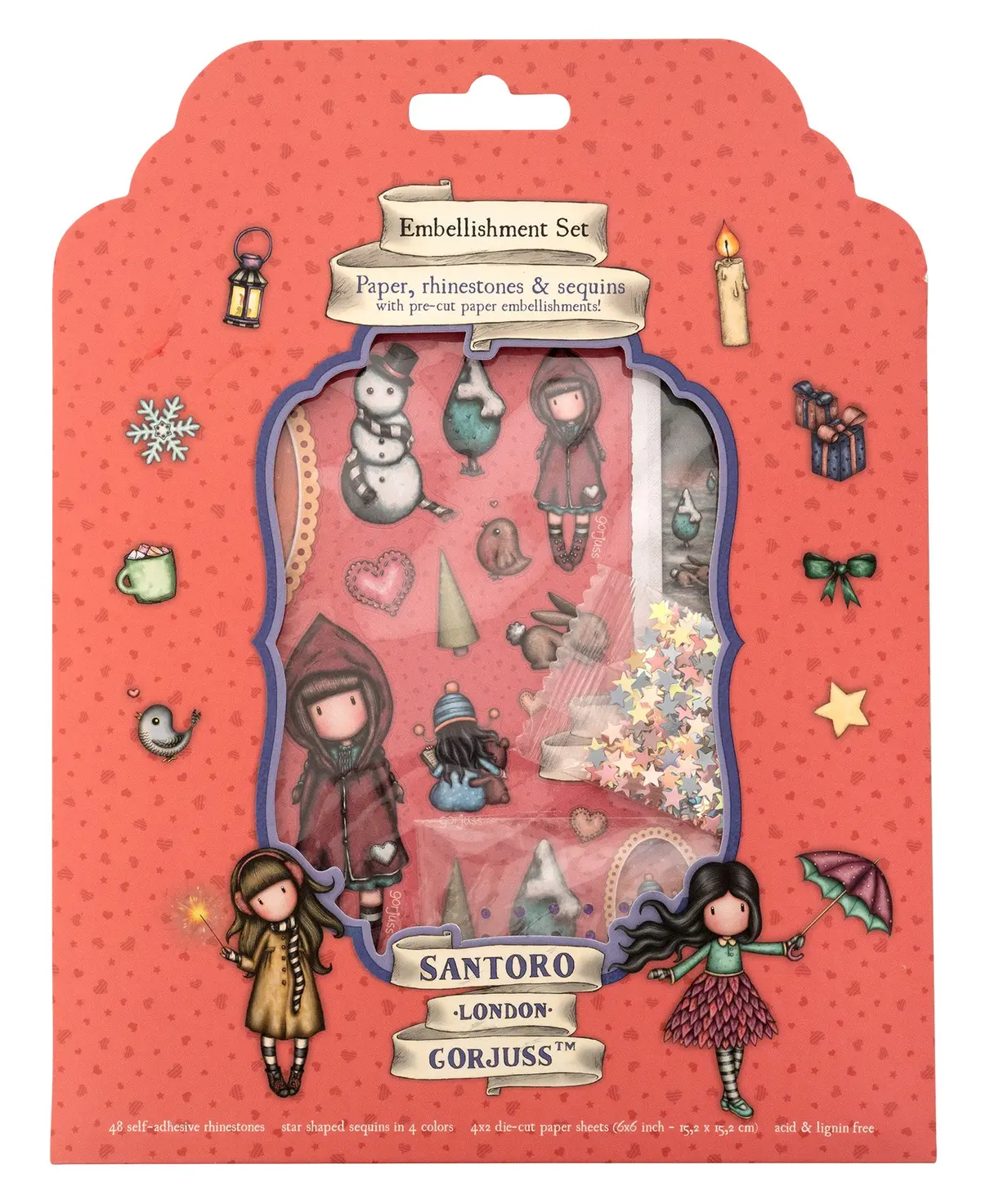 San Die-Cut Sheets 4X2 Paper, Sequins, Rhinestones Gorjuss Essentials 152X152x5mm 10 Pc Nr.04 1