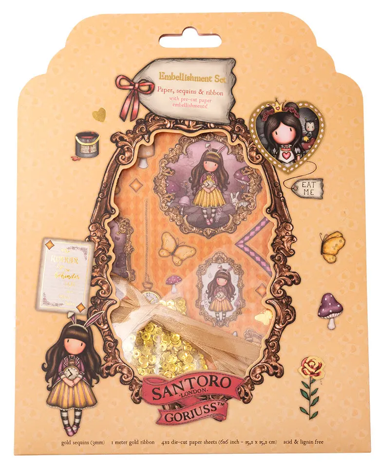 Gor Die-Cut Sheets 4X2 Paper. Sequins. Ribbon Wonderland 152X152x6mm 10 Pc Nr.02 1