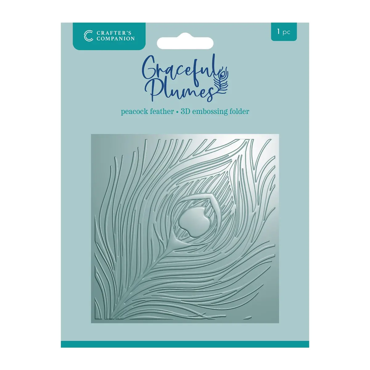 Graceful Plumes 3D Embossing Folder 5.5”X5.5” - Peacock Feather 1