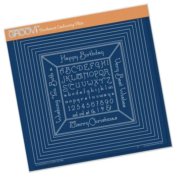 Groovi Plate - Nested Squares & Small Alphabet Template 1