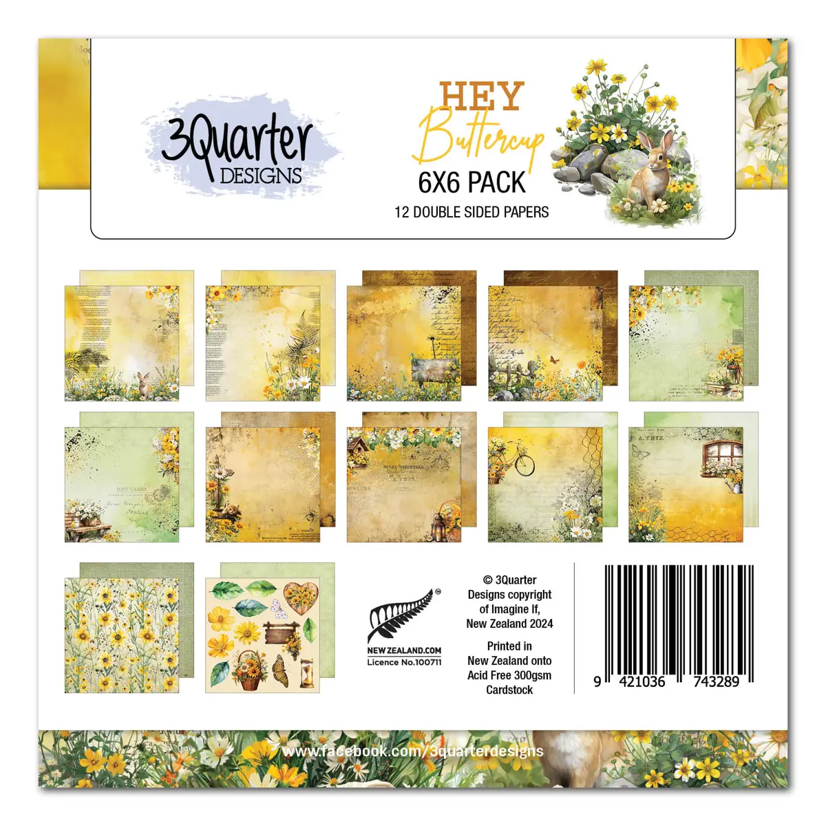 3Quarter Designs Hey Buttercup 6X6 Paper Pack 1