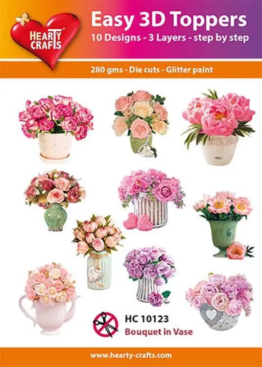 Hearty Crafts Easy 3D Toppers Flower Bouquet In A Vase 1