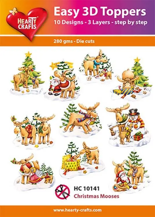 Hearty Crafts Easy 3D Toppers Christmas Mooses 1