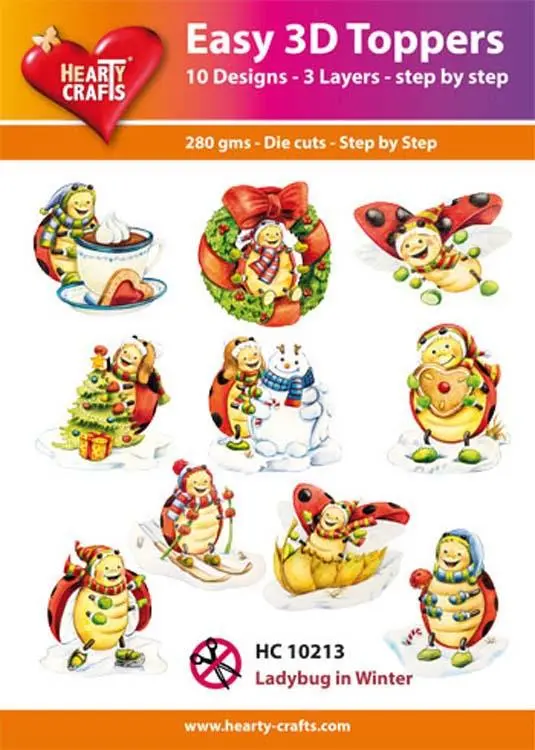 Hearty Crafts Easy 3D Toppers - Ladybug In Winter 1
