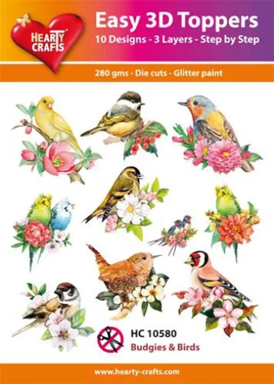 Hearty Crafts Easy 3D Toppers Budgies And Birds 1