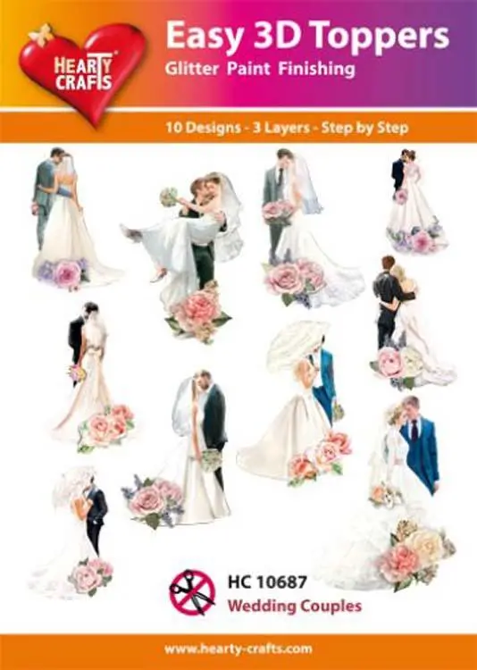 Hearty Crafts Easy 3D Toppers - Wedding Couples 1