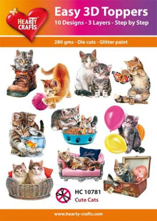 Hearty Crafts Easy 3D Toppers - Cute Cats 1