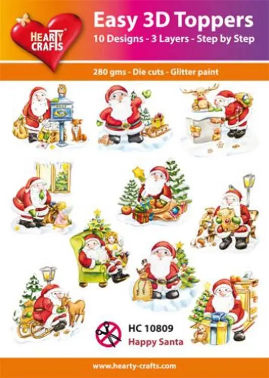 Hearty Crafts Easy 3D Toppers - Happy Santa 1
