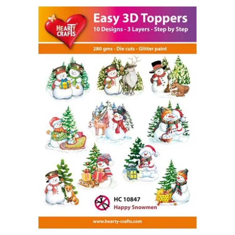 Hearty Crafts Easy 3D Toppers Happy Snowmen 1