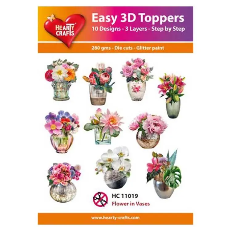 Hearty Crafts Easy 3D Toppers Flower In Vases 1