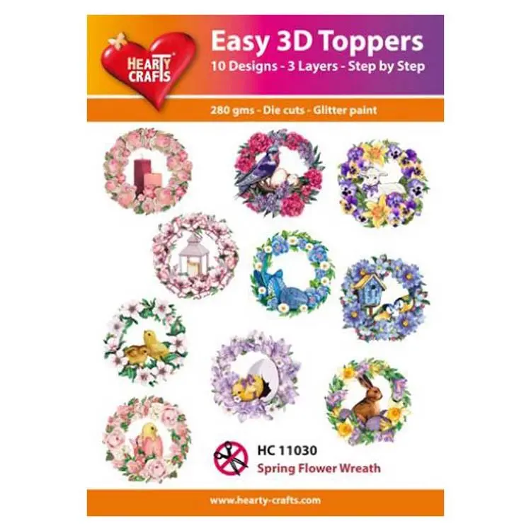 Hearty Crafts Easy 3D Toppers Spring Flower Wreath 1