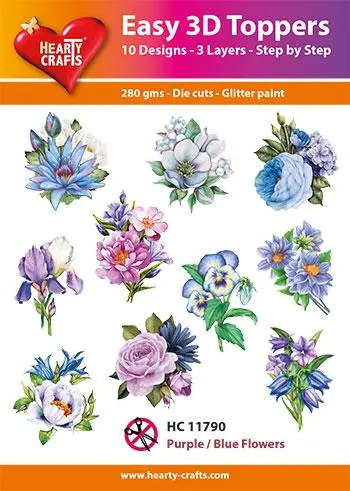 Easy 3D Toppers - Purple And Blue Flowers 1