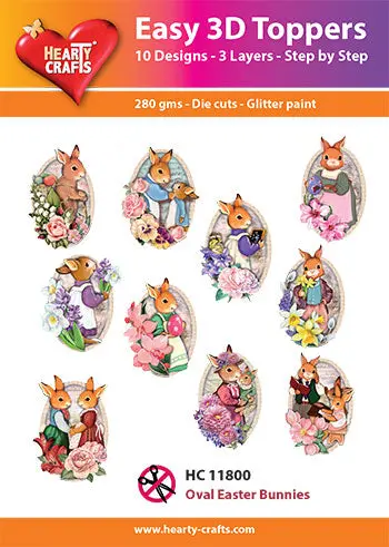 Hearty Crafts Easy 3D Toppers - Oval Easter Bunnies 1