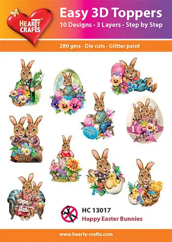 Hearty Crafts Easy 3D Toppers - Happy Easter Bunnies 1