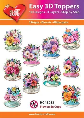 Easy 3D - Toppers Flowers In Cups 1