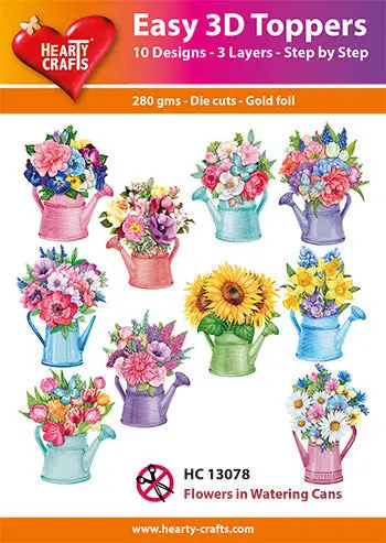 Easy 3D - Toppers Flowers In Watering Cans 1