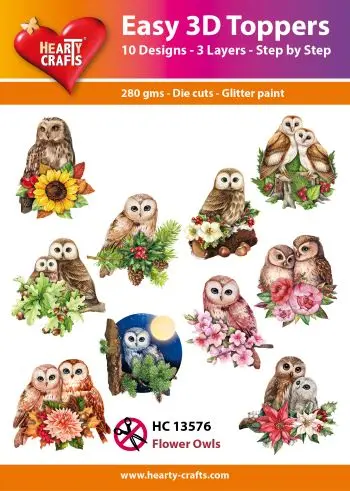 Hearty Crafts Easy 3D Toppers - Flower Owls 1