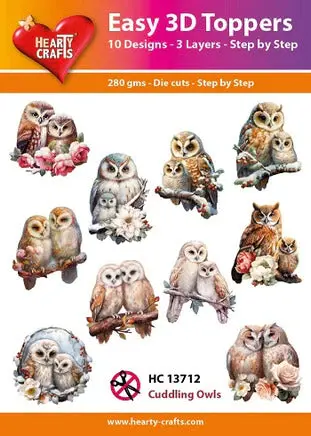 Hearty Crafts Easy 3D Toppers - Cuddling Owls 1