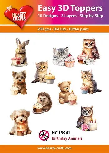Hearty Crafts Easy 3D Toppers - Birthday Animals 1