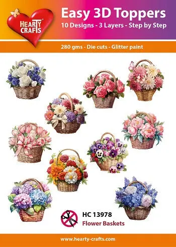 Hearty Crafts Easy 3D Toppers - Flower Baskets 1