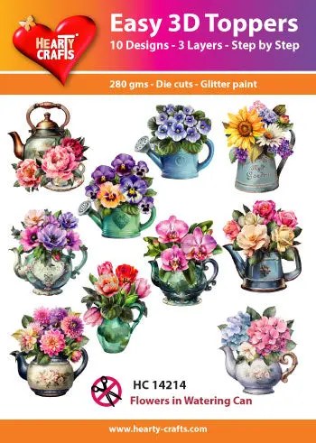 Hearty Crafts Easy 3D Topper - Flowers In Watering Can 1