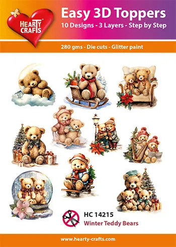 Hearty Crafts Easy 3D-Toppers - Winter Teddy Bears 1