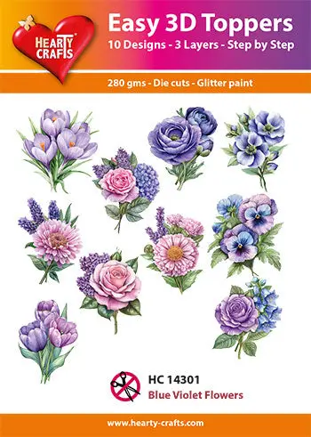Hearty Crafts Easy 3D Topper - Blue Violet Flowers 1