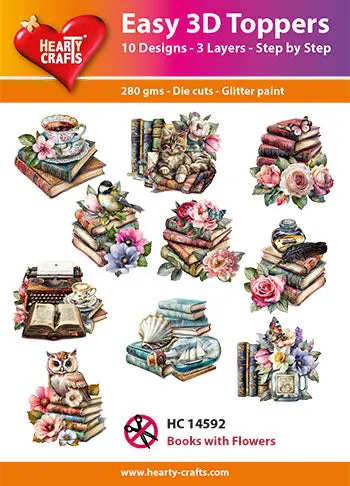 Hearty Crafts Easy 3D Toppers - Books With Flowers 1