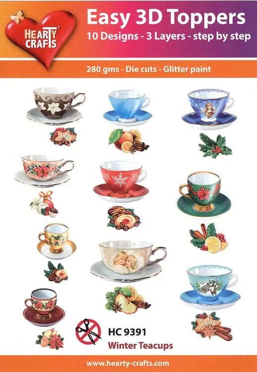 Easy 3D Toppers: Winter Teacups 1