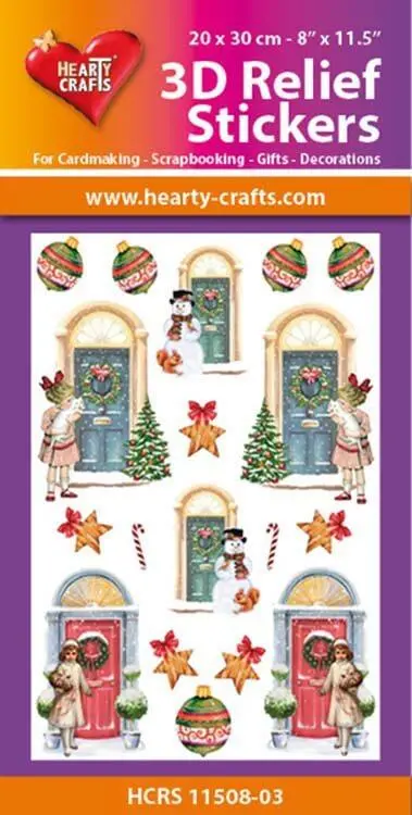 Hearty Crafts 3D Relief Stickers A4 - Christmas Doors 1