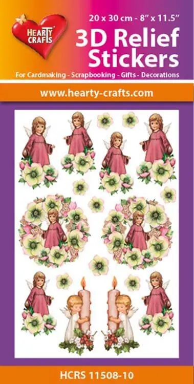 Hearty Crafts 3D Relief Stickers A4 - Little Angels/Flowers 1