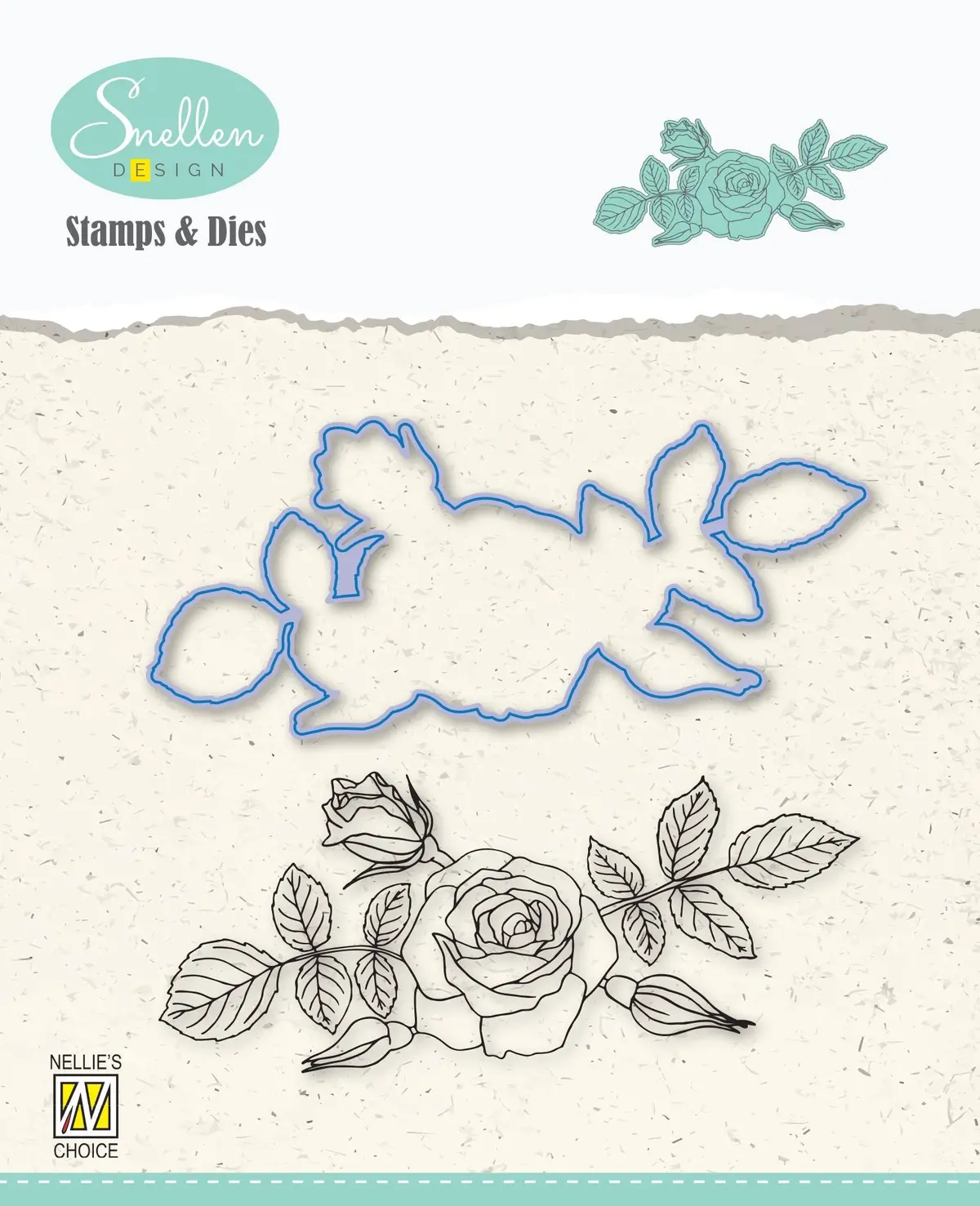 Nellie's Choice Snellen Design Flowers Rose Die & Stamp Set 1