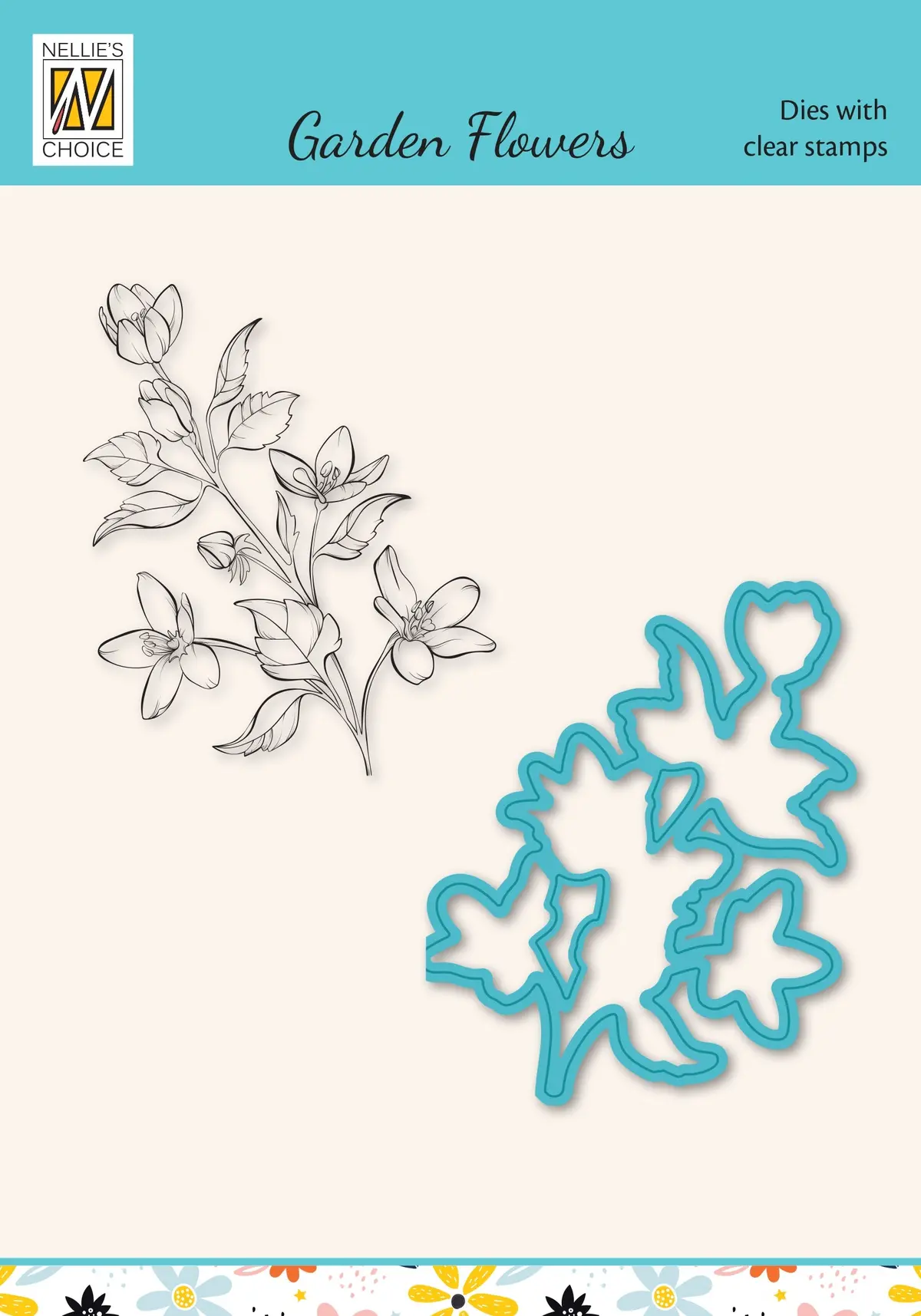 Nellie's Choice Die & Stamp Set - Garden Flowers Series - Magnolia-1 1