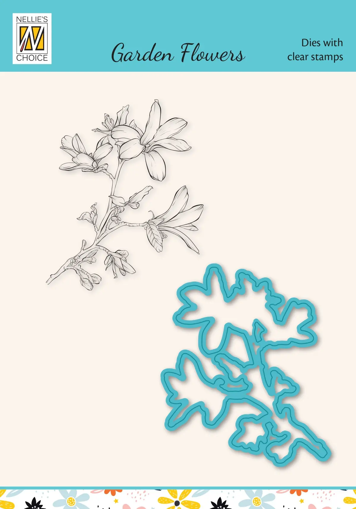 Nellie's Choice Die & Stamp Set - Garden Flowers Series - Magnolia-2 1