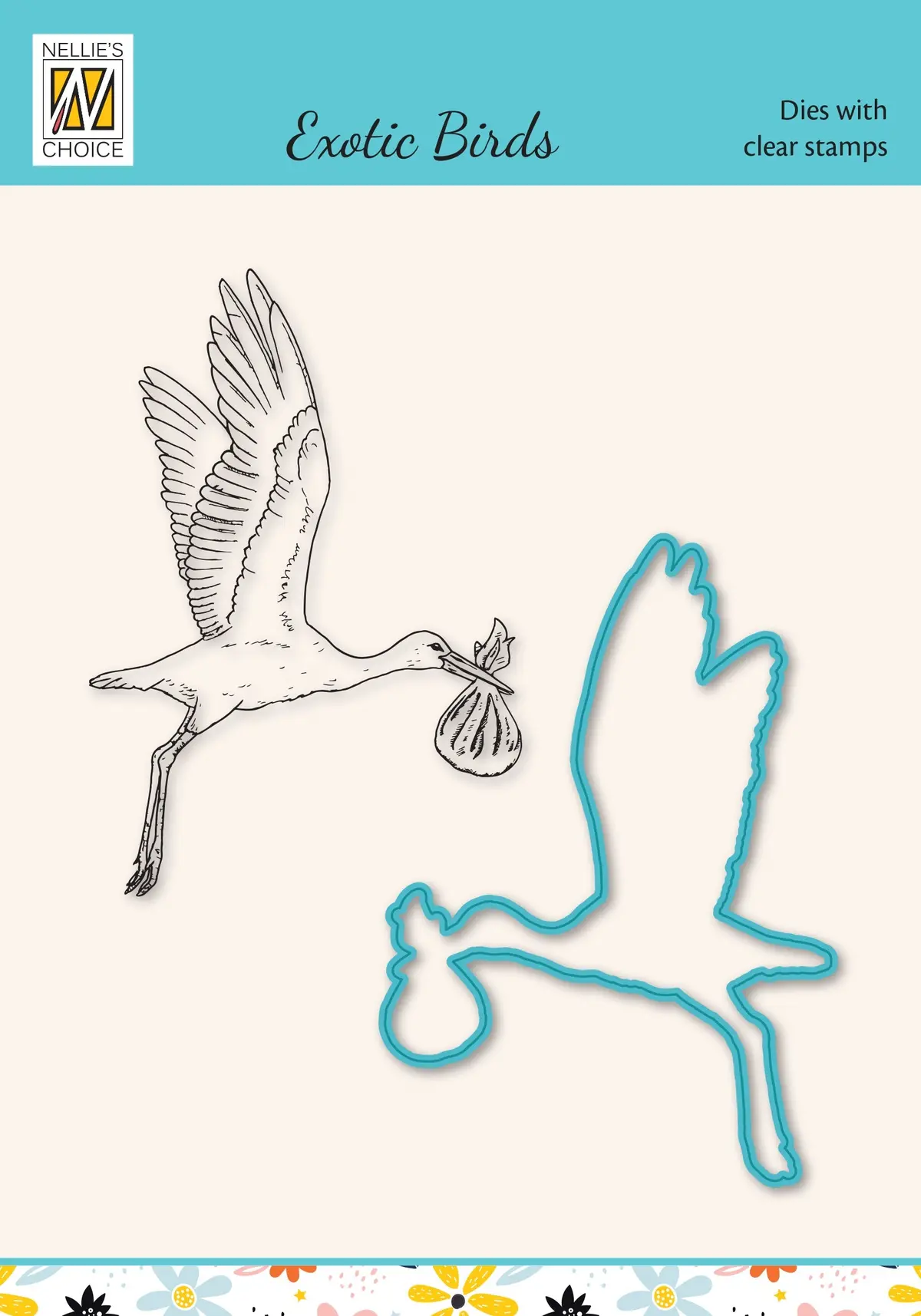 Nellie's Choice Die & Stamp Set - Exotic Birds Series - Stork 1