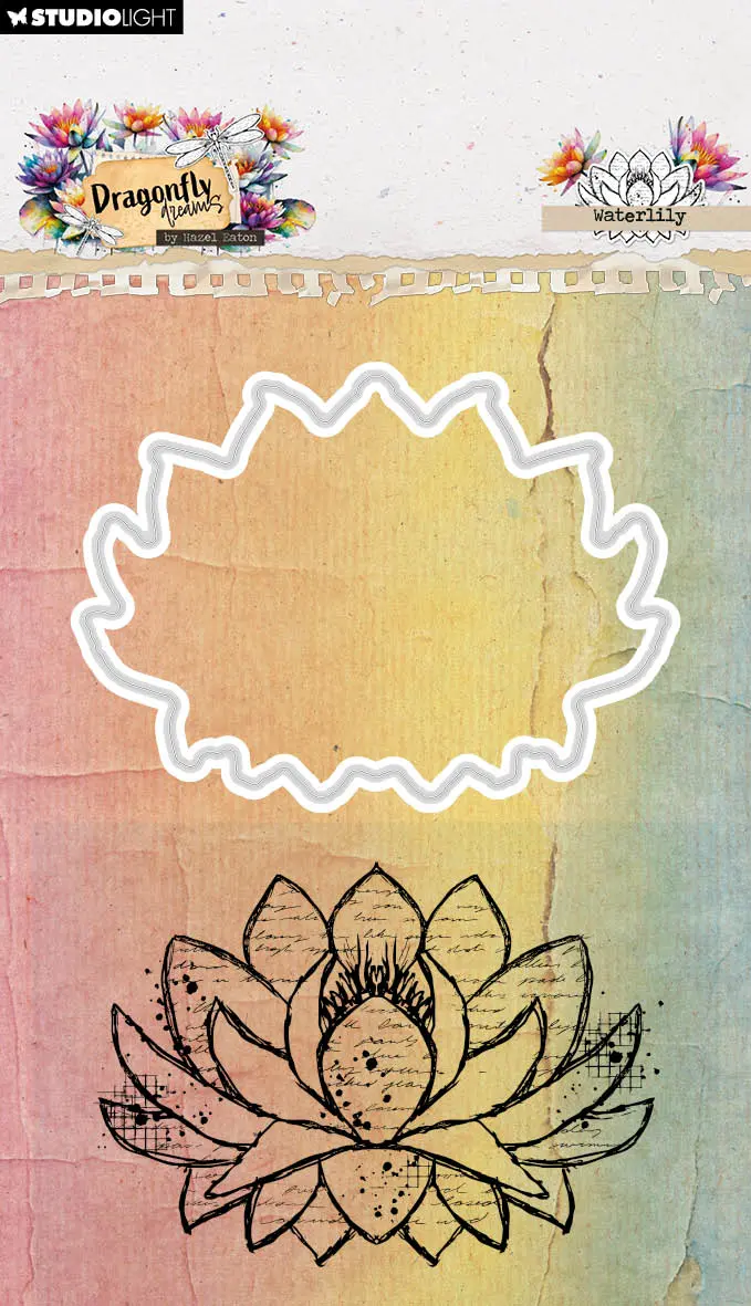 He Stamp & Cutting Die Waterlily Dragonfly Dreams 89X137x3mm 2 Pieces 1