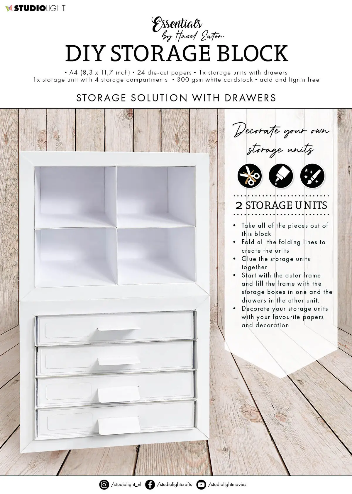 Hen Diy Storage Block Drawer Units Essentials 210X294x5mm 24 Sh Nr.58 1