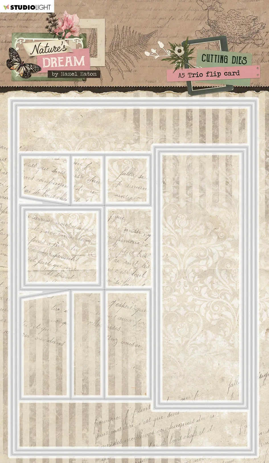 Hen Cutting Dies A5 Trio Flip Card Natures Dream 145X210x1mm 6 Pc Nr.708 1