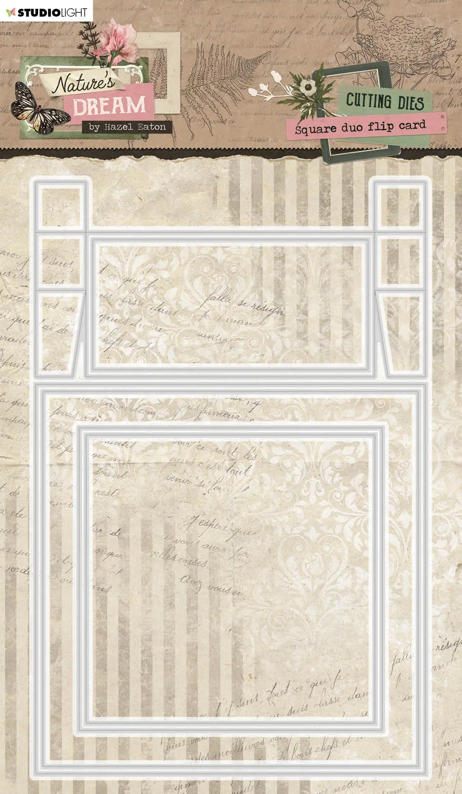 Hen Cutting Dies Square Due Flip Card Natures Dream 135X205x1mm 6 Pc Nr.709 1