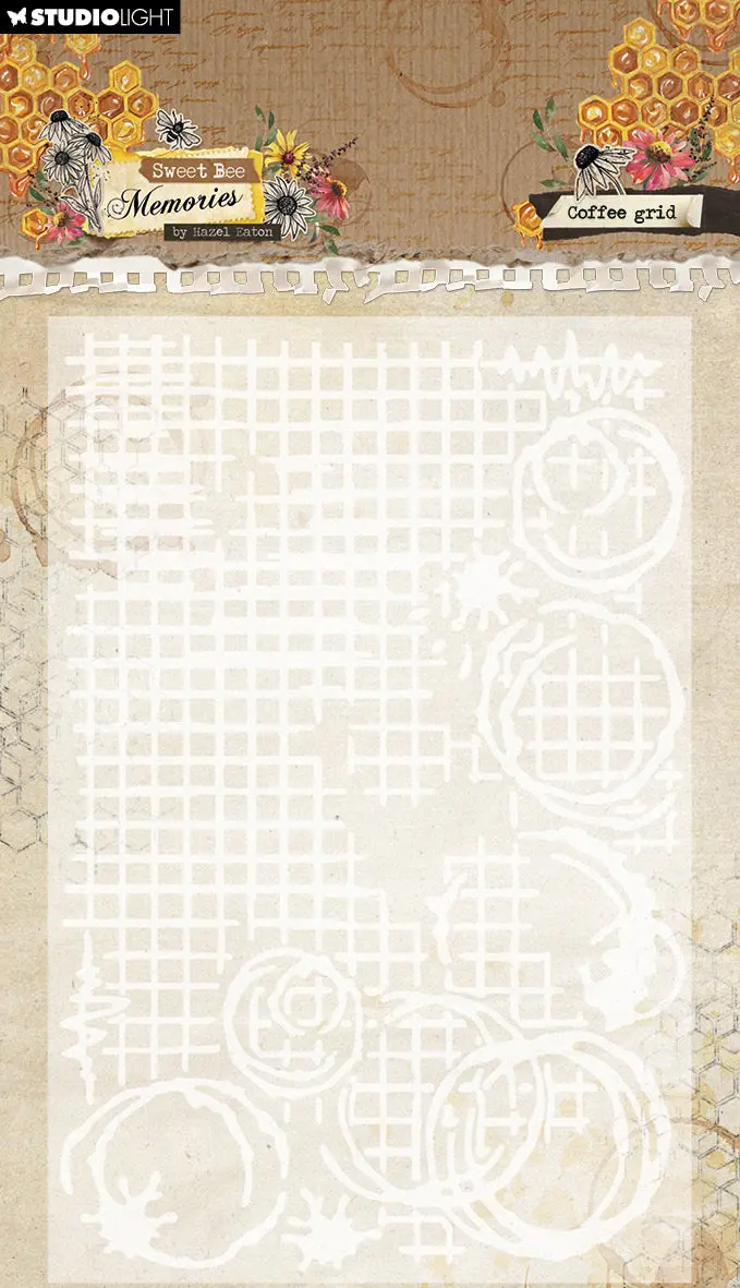 He Embossing Folder Coffee Grid Sweet Bee Memories 1 Pc 1